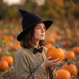 Halloween Knitted Witch Hat - Foldable Pointed Costume Hat