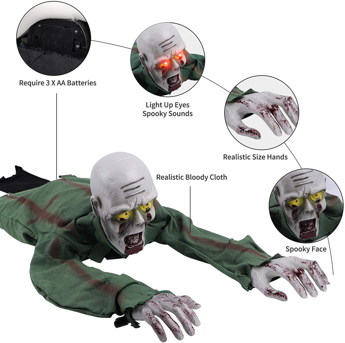 Halloween Electric Bald Ghost Decoration - Plastic