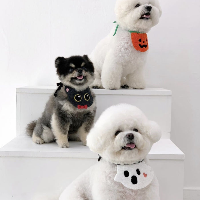 Halloween Dog Bib - Pumpkin, Ghost and Black Cat Designs