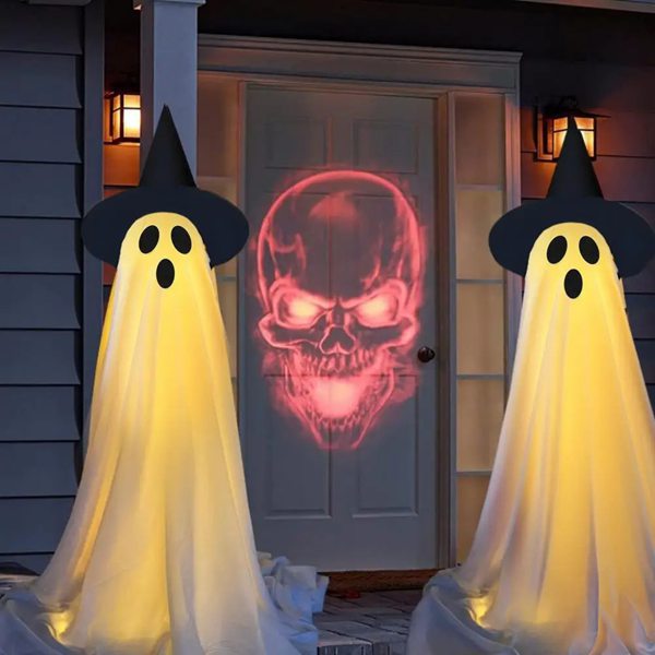 Halloween Light-Up Standing Ghost Yard Decoration