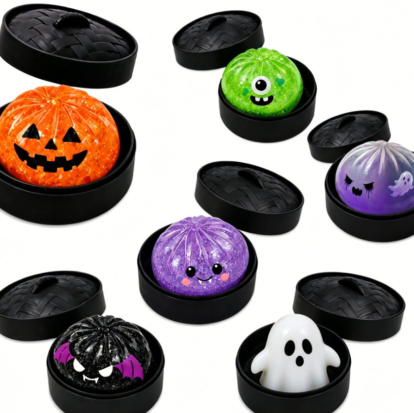 Halloween Ghost Dumpling Squeeze Toy with Steamer - TPR
