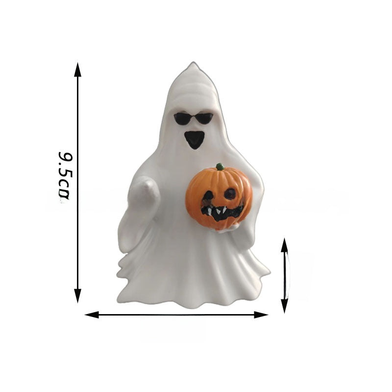 Halloween Resin Ghost Figurine - Pumpkin and Middle Finger Designs