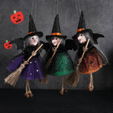 Halloween Witch with Broom Gauze Skirt Hanging Ornament - Cloth