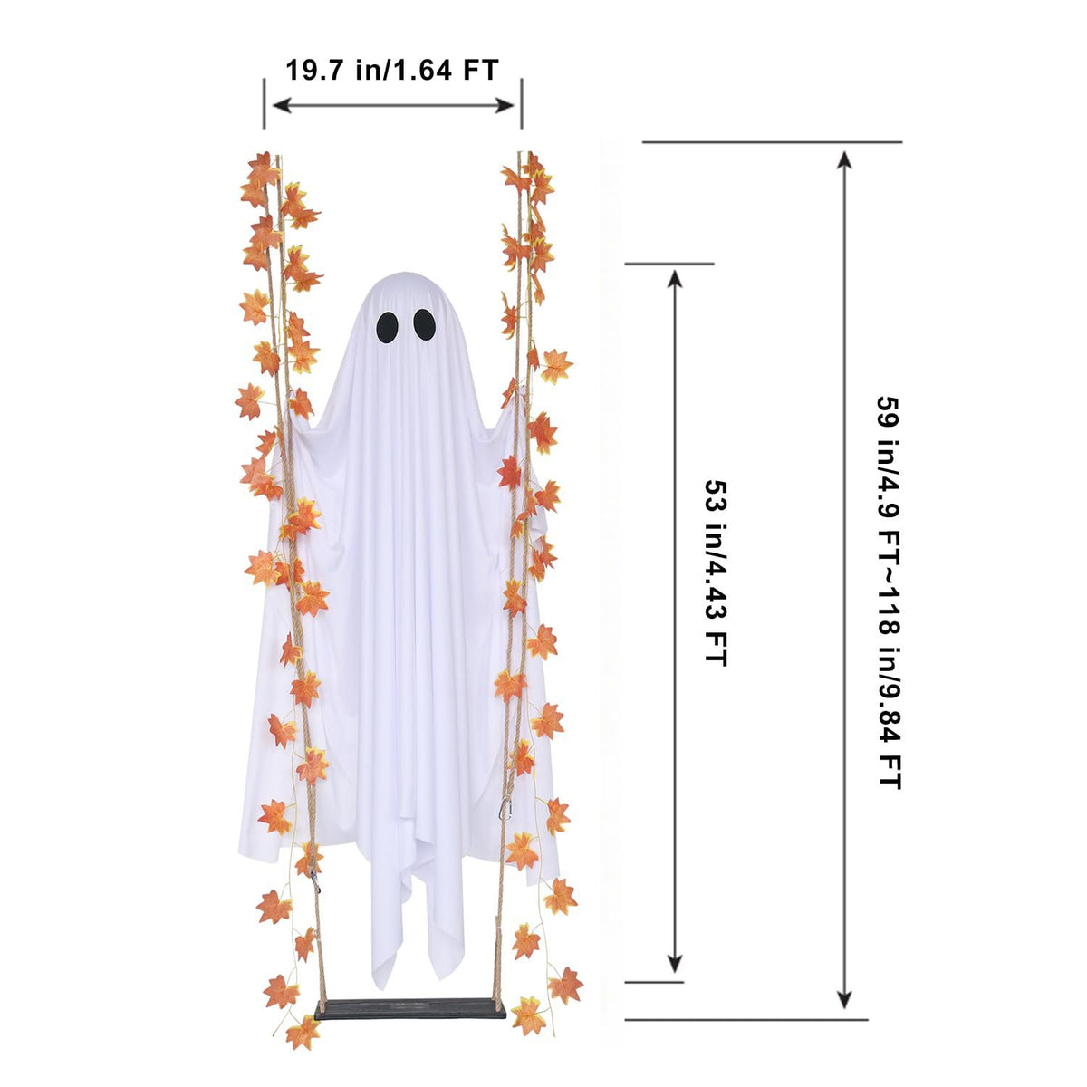Halloween Maple Leaf Ghost Hanging Decoration for Garden