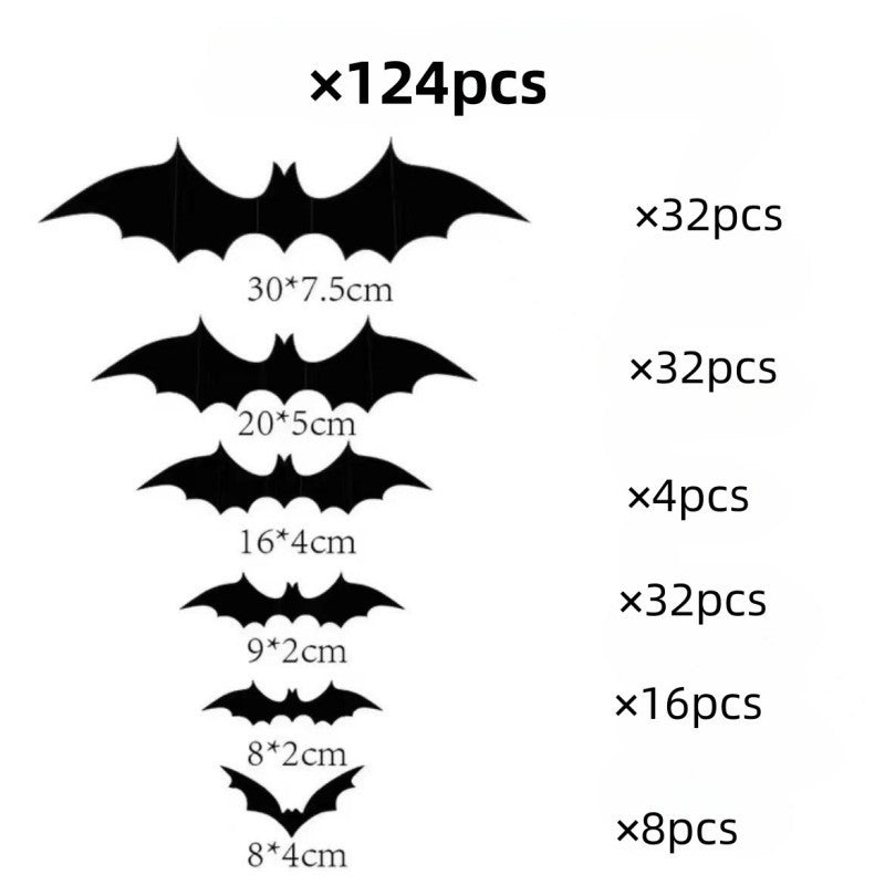 Halloween 3D Bat and Spider Wall Stickers - PVC