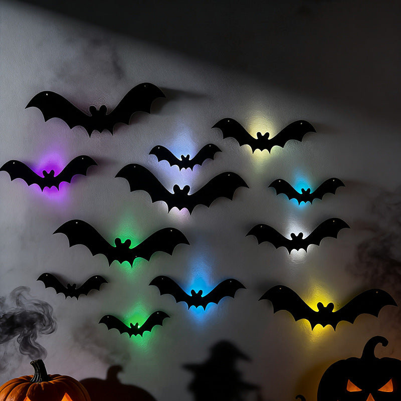 LED Light Up Bat Wall Stickers Halloween Decorations - Felt