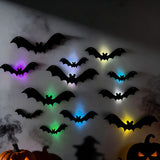 LED Light Up Bat Wall Stickers Halloween Decorations - Felt