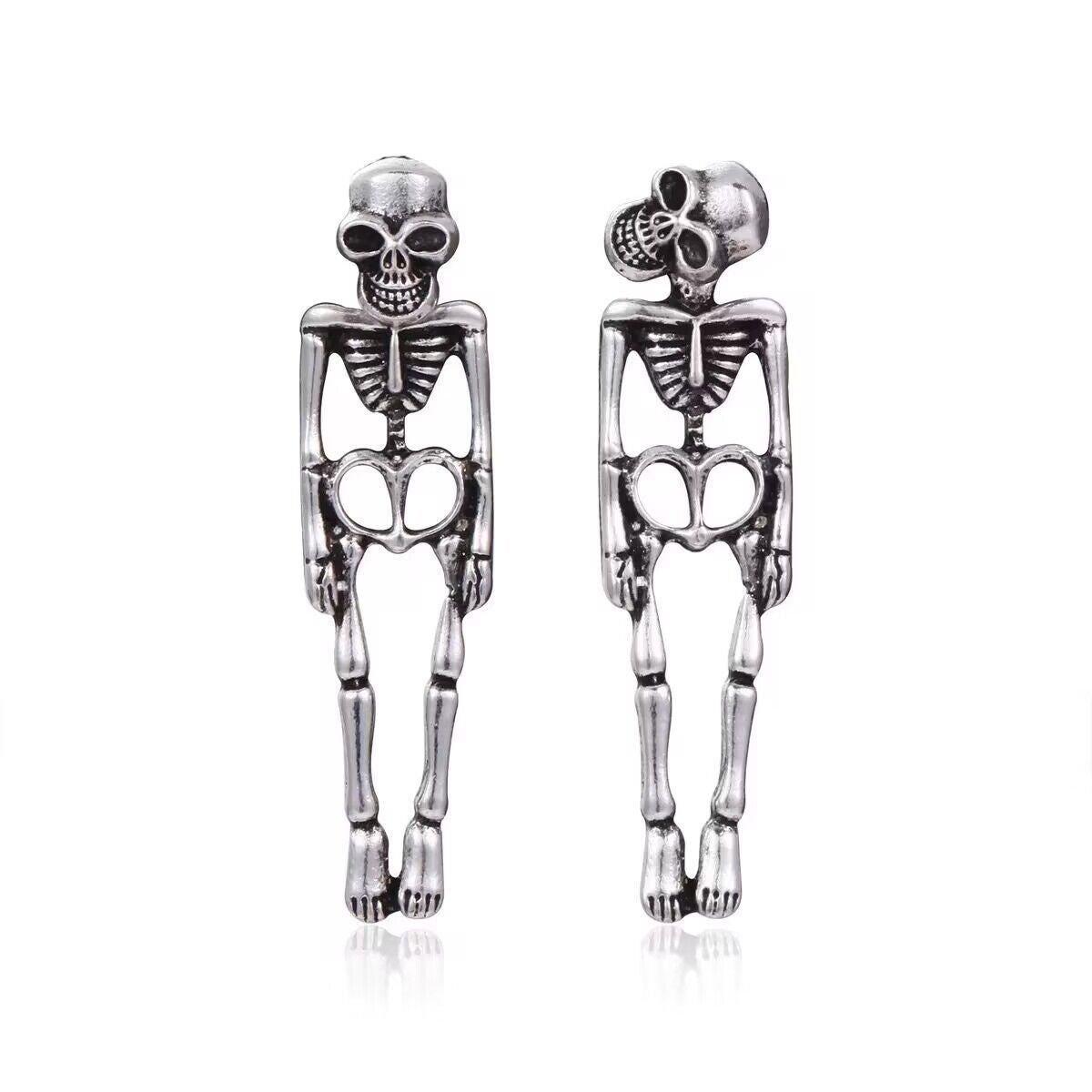 Vintage Skull Earrings Detachable Halloween Jewelry - Metal