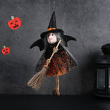 Halloween Witch with Broom Gauze Skirt Hanging Ornament - Cloth