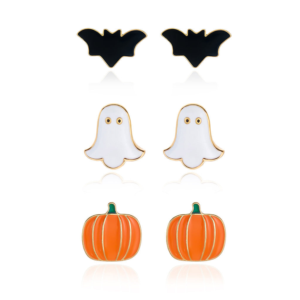 Halloween Jewelry Set - Ghost, Pumpkin and Bat Designs - Alloy