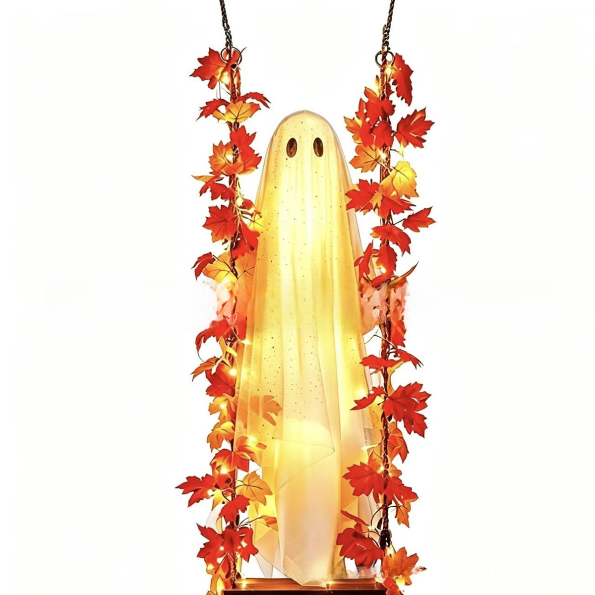 LED Illuminated Halloween Ghost Hanging Decoration - Fabric