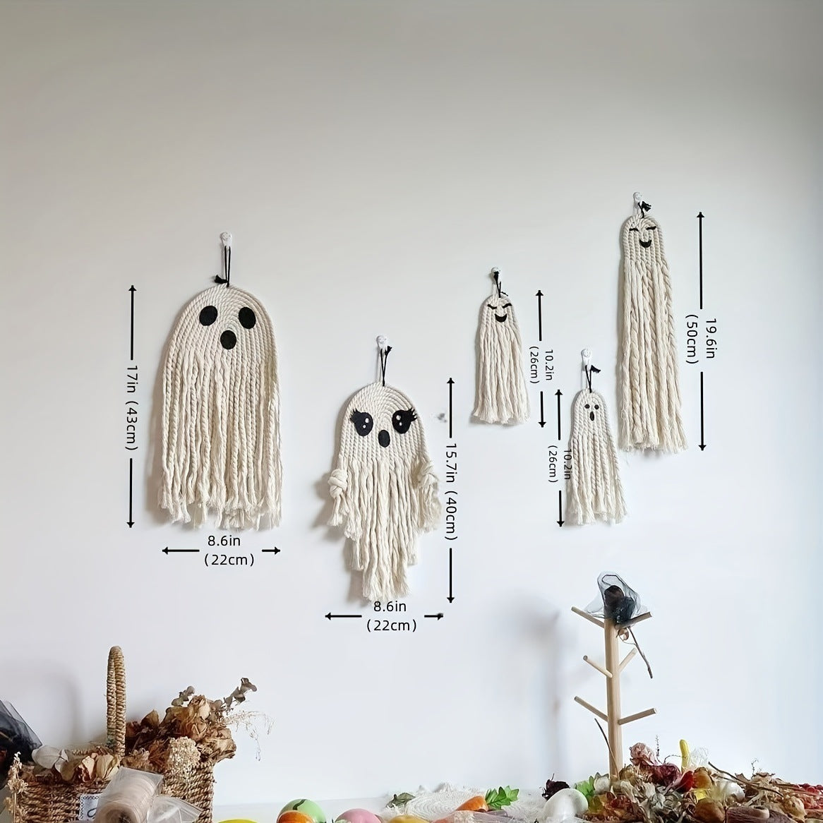 Halloween Cotton Rope Ghost Wall Hanging