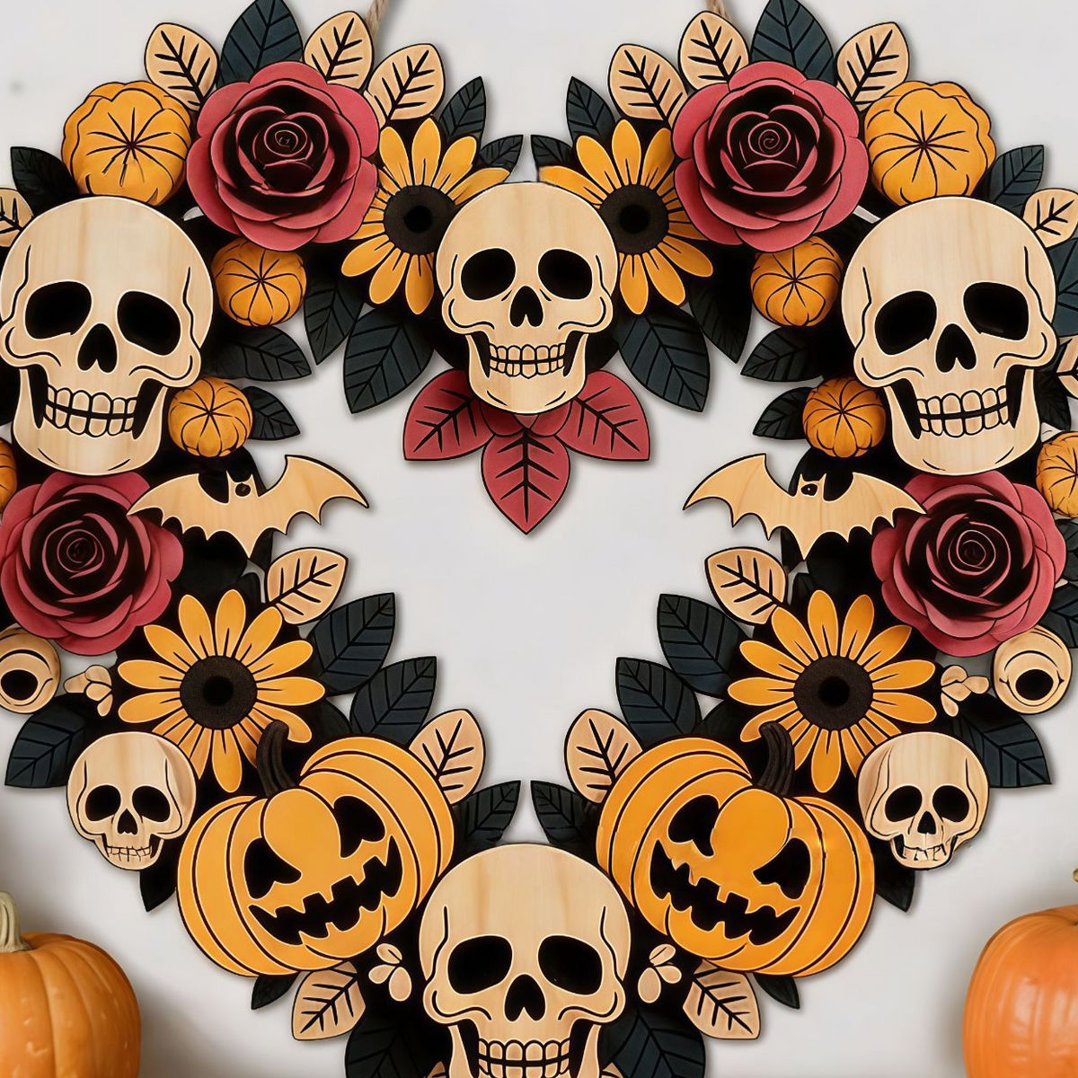 Halloween Boxwood Hanging Door Sign