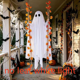 Halloween Hanging Ghost LED Decoration with Maple Leaves - Fabric