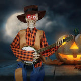 Animated Banjo Skeleton Halloween Decoration