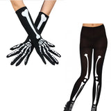 Halloween Skeleton Print Gloves and Hosiery
