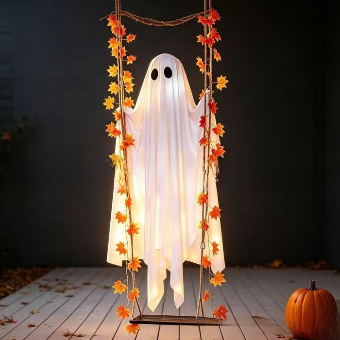 LED Illuminated Halloween Ghost Hanging Decoration - Fabric