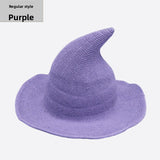 Halloween Knitted Witch Hat - Foldable Pointed Costume Hat