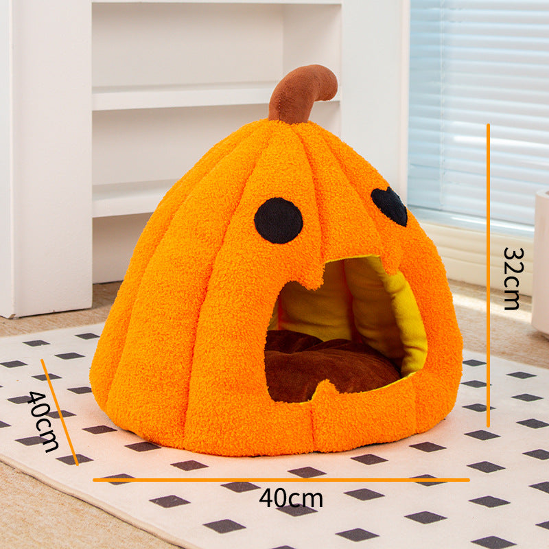 Halloween Pumpkin Pet Bed for Cats and Dogs