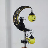 Halloween Black Cat and Pumpkin Garden Light - Metal