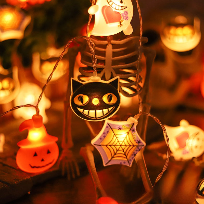 Halloween LED String Lights - Pumpkin, Ghost and Spider Designs