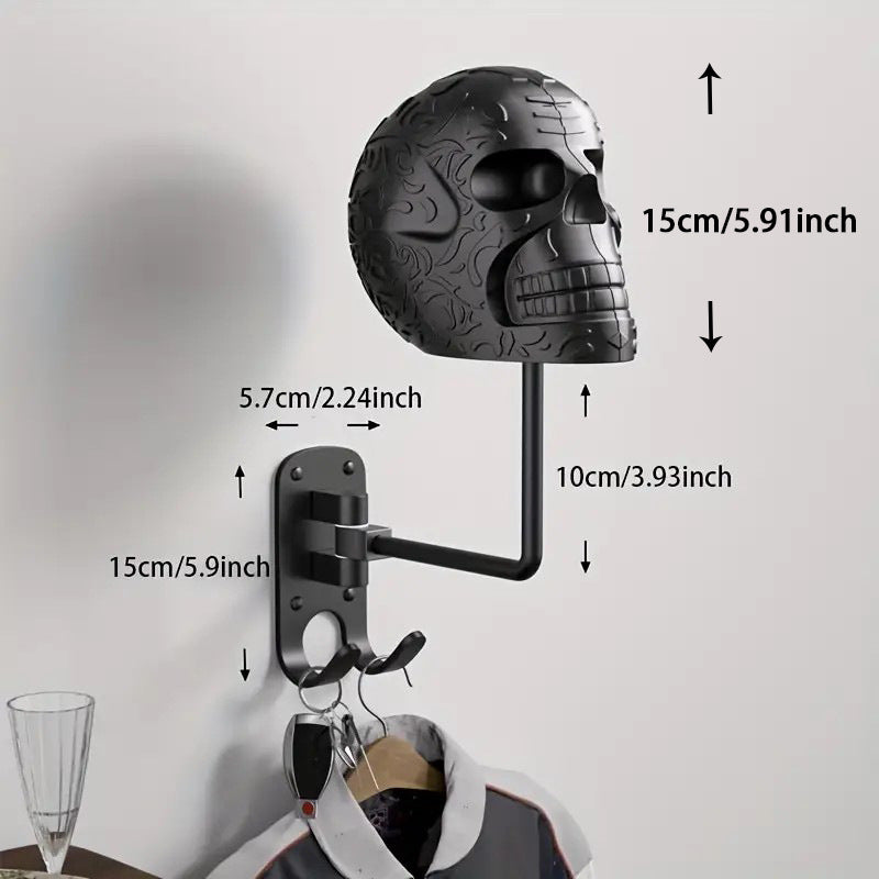 Halloween Metal Skull Helmet Holder Wall-Mounted Hat Rack