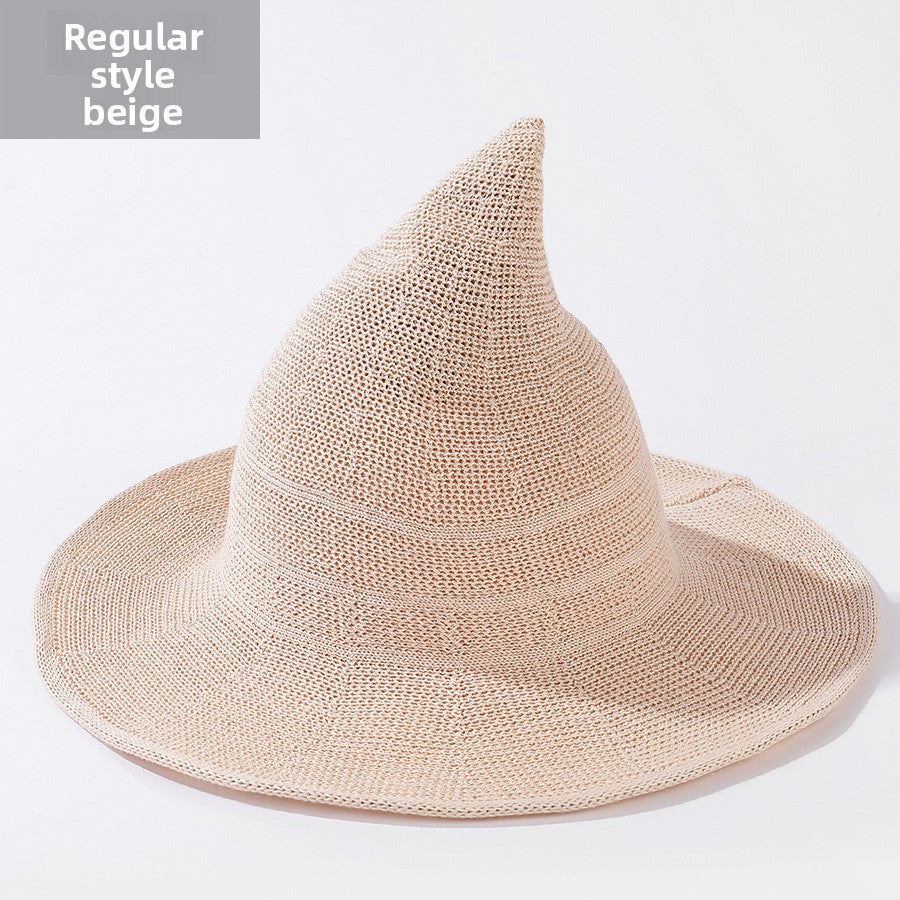 Halloween Knitted Witch Hat - Foldable Pointed Costume Hat