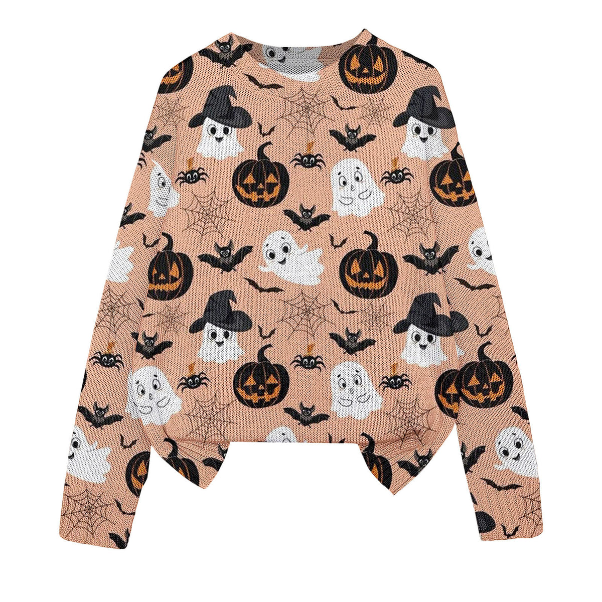 3D Print Halloween Round Neck Knitted Sweater - Polyester