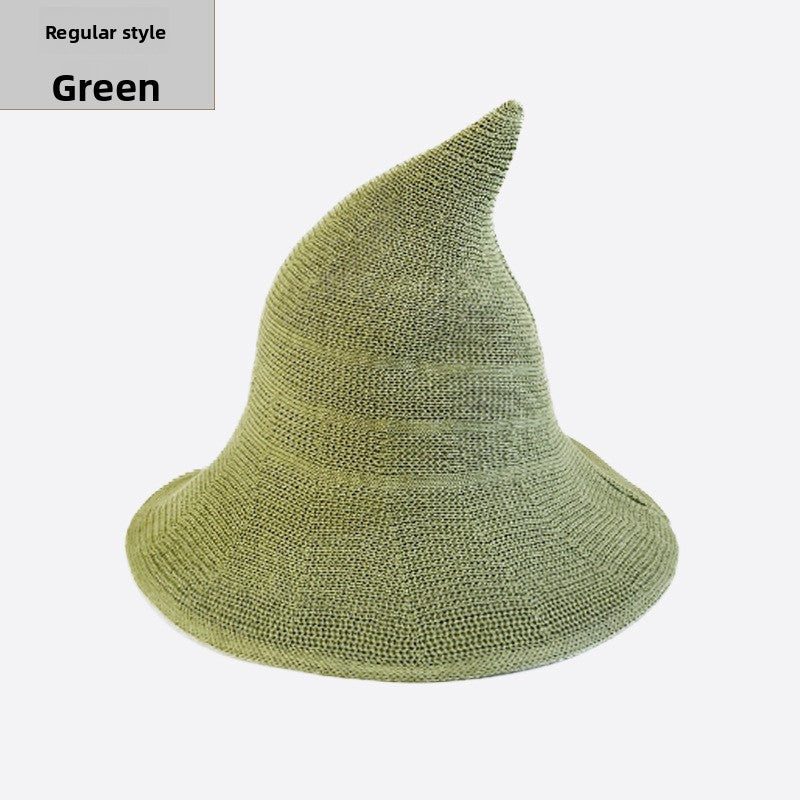 Halloween Knitted Witch Hat - Foldable Pointed Costume Hat