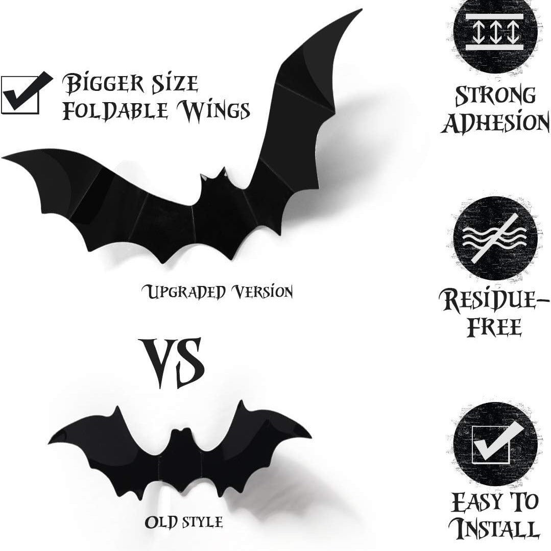 Halloween 3D Bat and Spider Wall Stickers - PVC