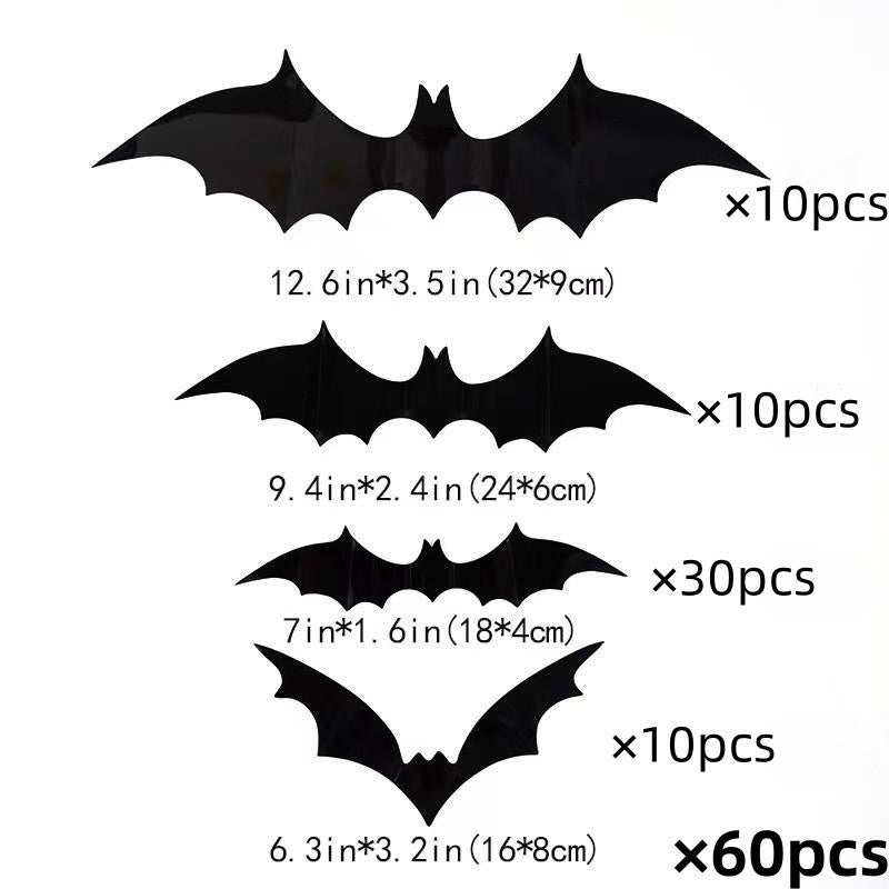 Halloween 3D Bat and Spider Wall Stickers - PVC