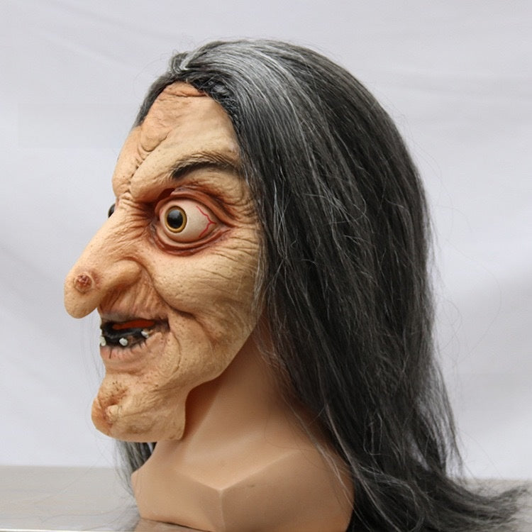 Halloween Witch Hat with Long Hair - Latex