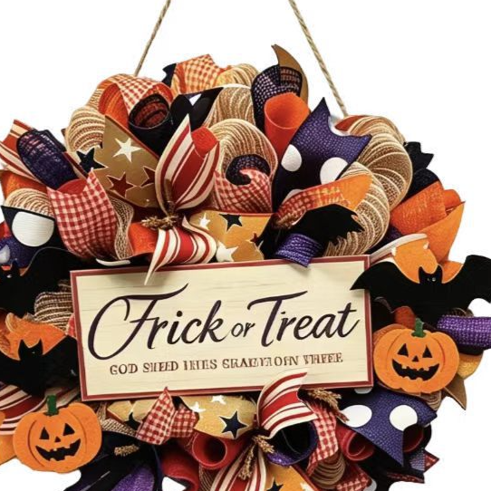Halloween Printed Boxwood Door Sign