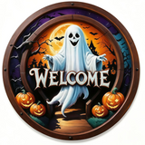 Halloween Boxwood Hanging Door Sign
