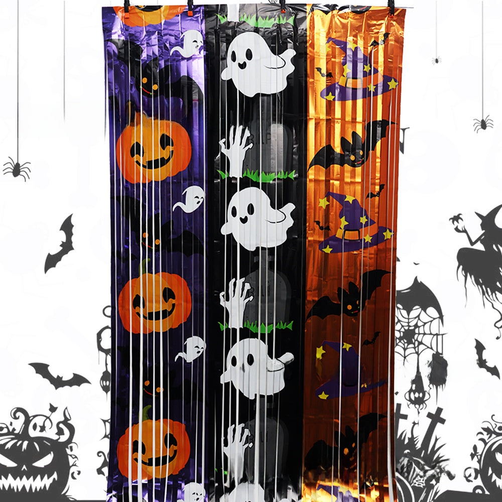 Halloween Foil Fringe Party Curtain - Plastic
