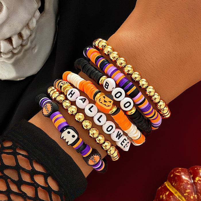 Halloween Pumpkin and Skull Bracelet