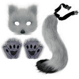 Halloween Plush Animal Cosplay Mask, Gloves and Tail Accessories