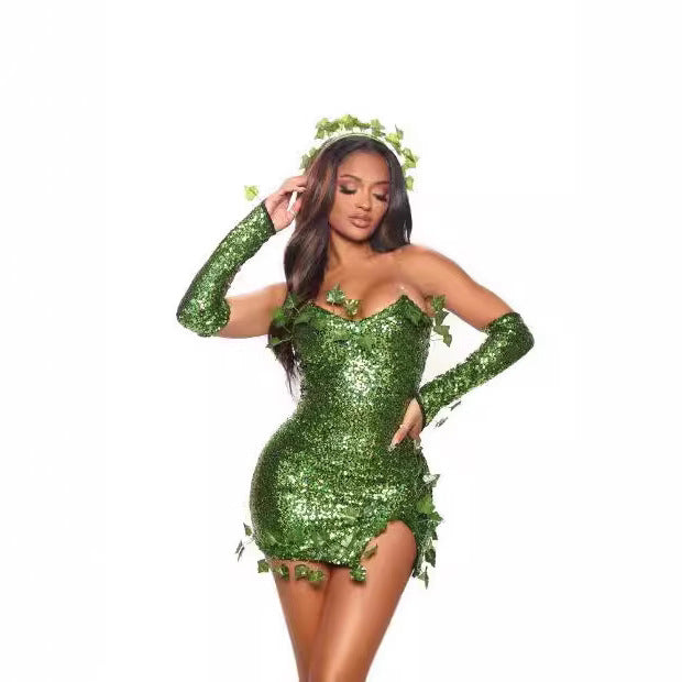 Halloween Leaf Sequin Dance Dress