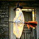 Flying Broom Ghost Halloween Decoration
