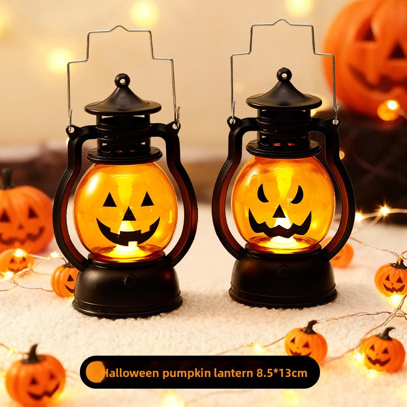 Halloween Pumpkin and Ghost Oil-Style Lantern - Plastic