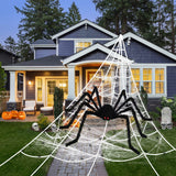 Halloween Plush Spider and Web Decoration