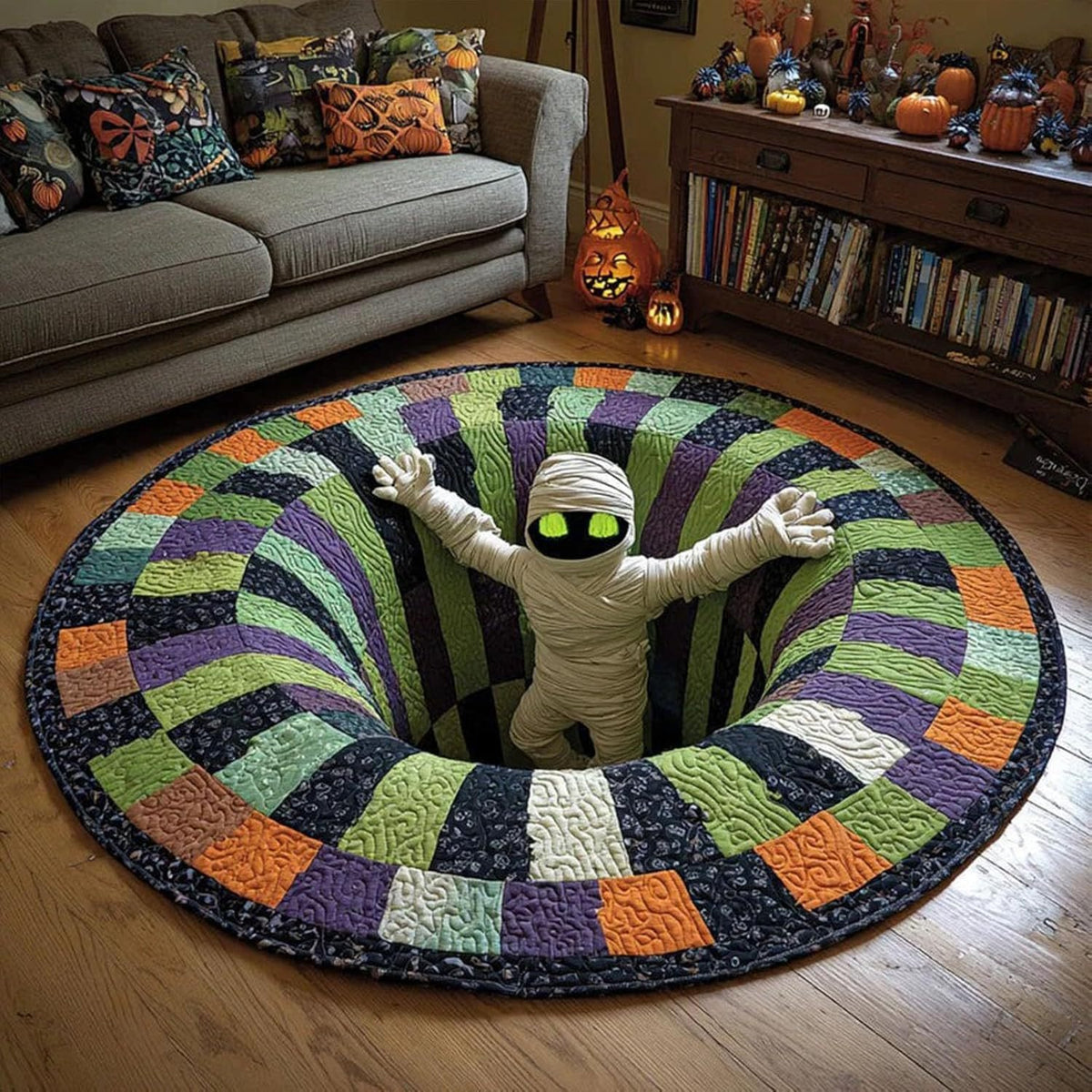 Halloween and Christmas Round Rug