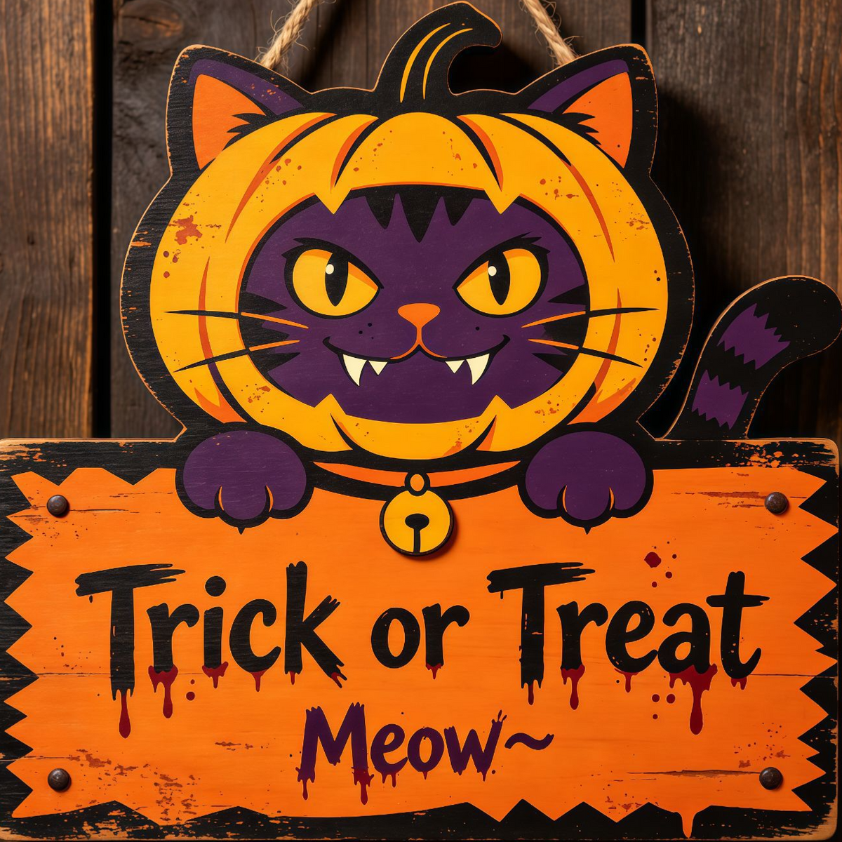Halloween Wooden Hanging Door Sign