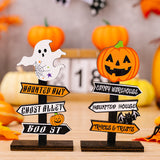 Halloween Wooden Pumpkin and Ghost Tabletop Ornaments