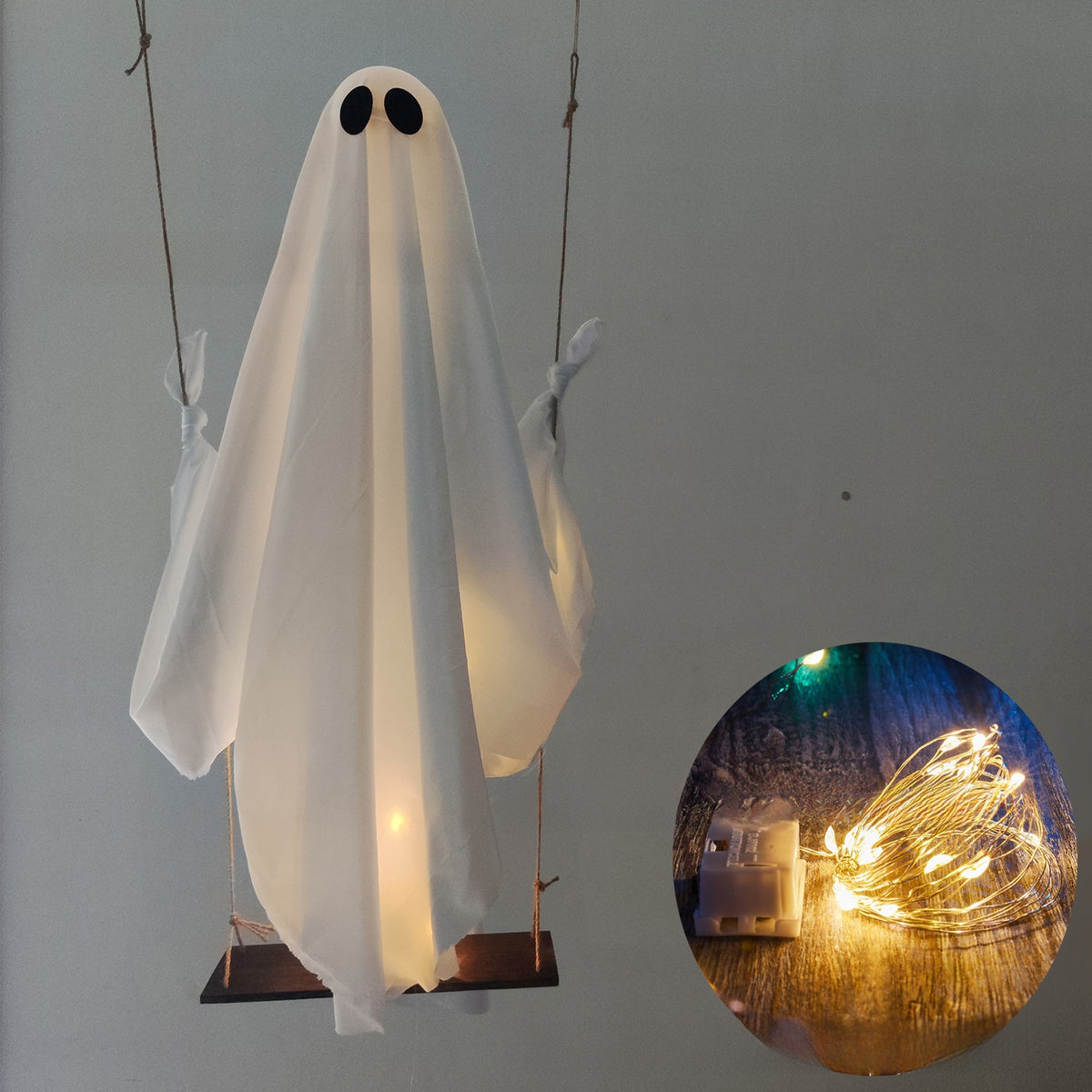 Halloween Large Hanging Swing Ghost with Lights