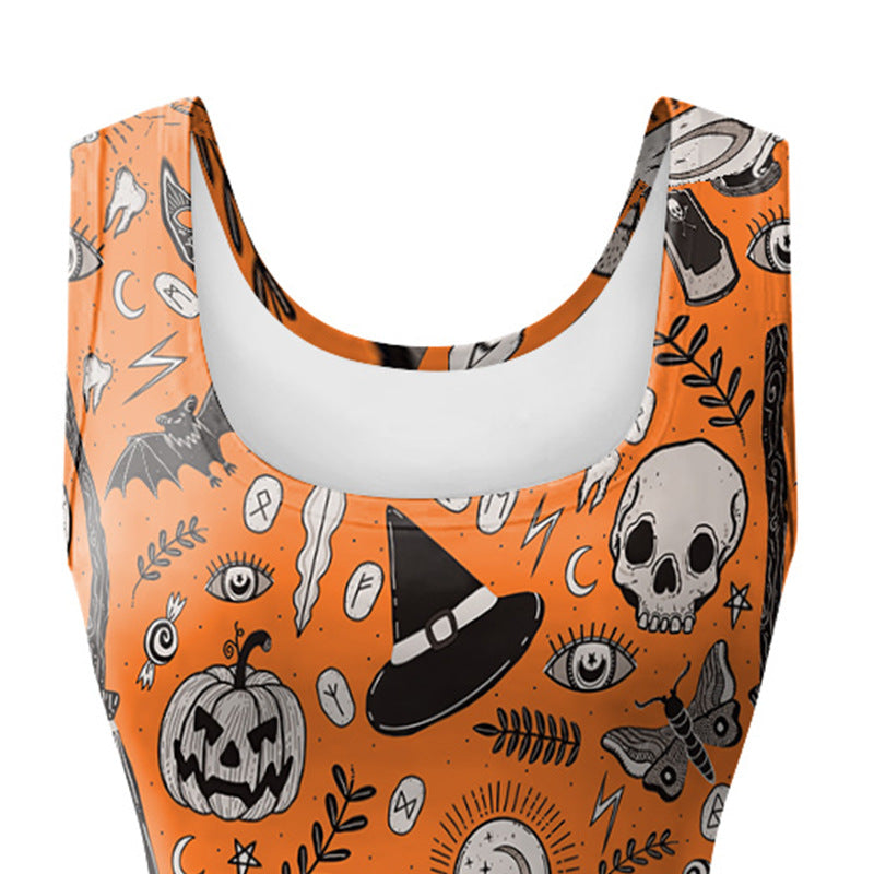 Halloween Sleeveless Printed Dress