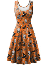 Halloween Sleeveless Printed Dress