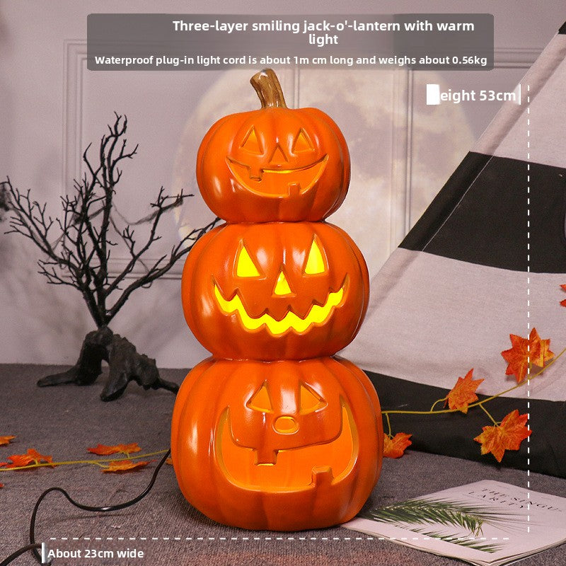 LED Halloween Pumpkin Lantern with Multiple Designs - Plastic
