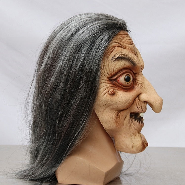 Halloween Witch Hat with Long Hair - Latex