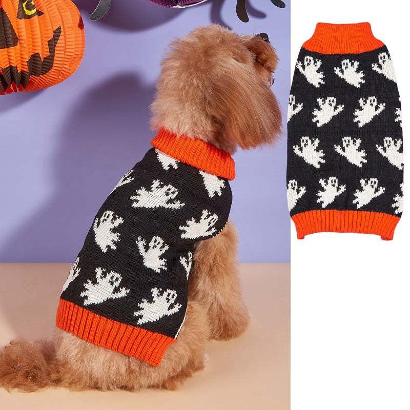Halloween Pumpkin Knit Pet Sweater - Acrylic